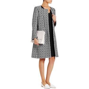 ISSA Womens Percy Jacquard Long Coat 6 (UK 10) Black